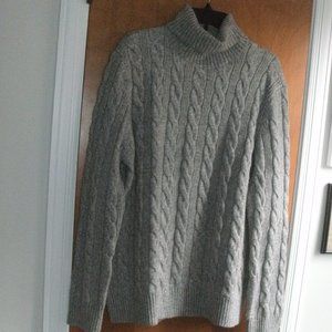 Express Gray Cable Knit Wool Blend Pullover Turtleneck Long Sleeve Sweater ~ XL